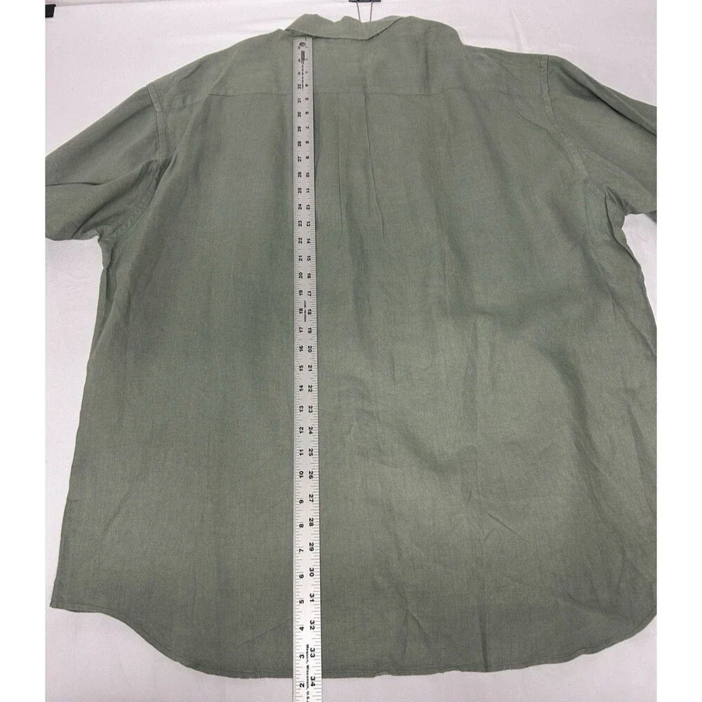 Banana Republic 100% Irish Linen Green Shirt Long Sleeve Button Pocket Men's XL